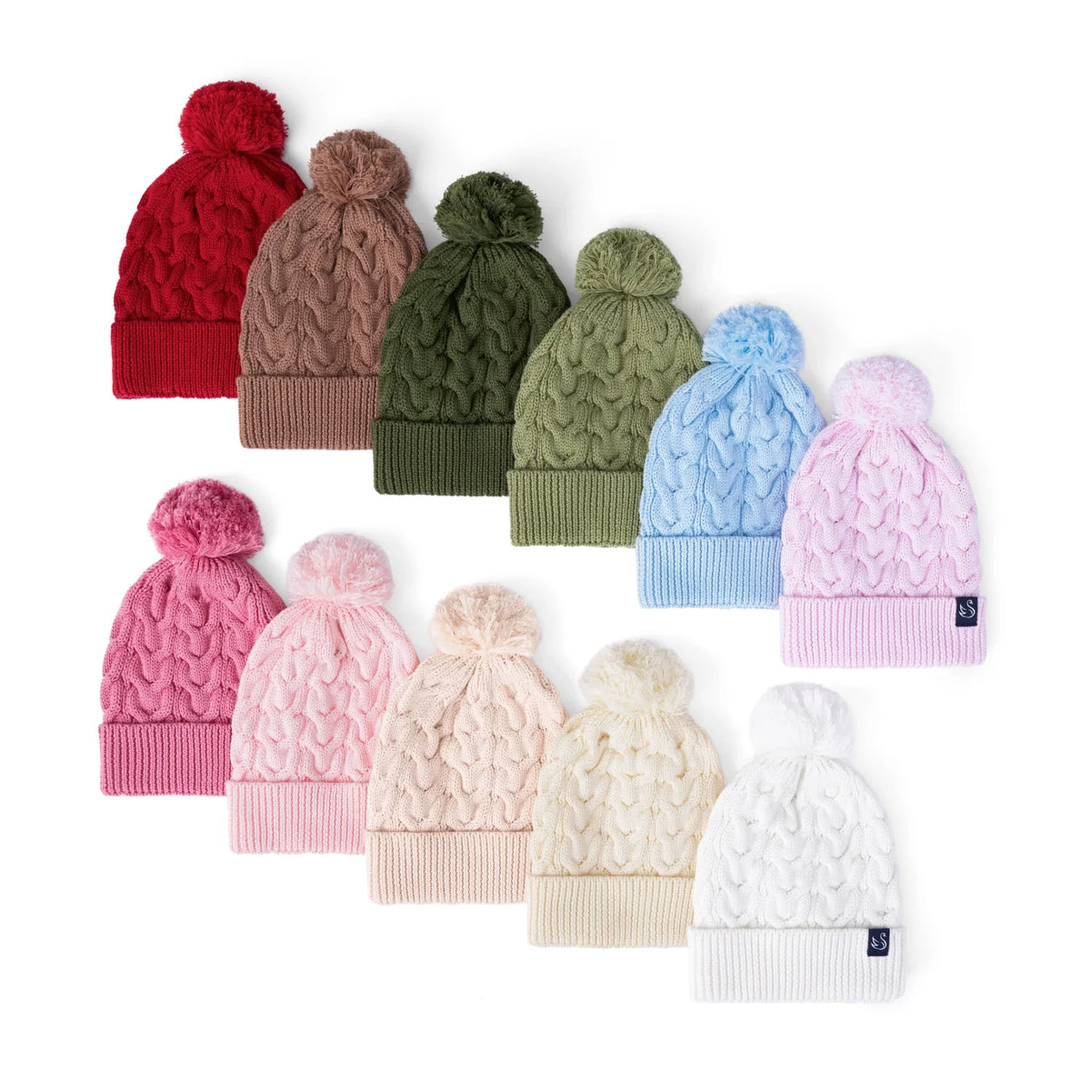 Cable Knit Pom Beanie in Sage Green