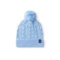 Cable Knit Pom Beanie in Baby Blue