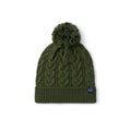 Cable Knit Pom Beanie in Forest Green