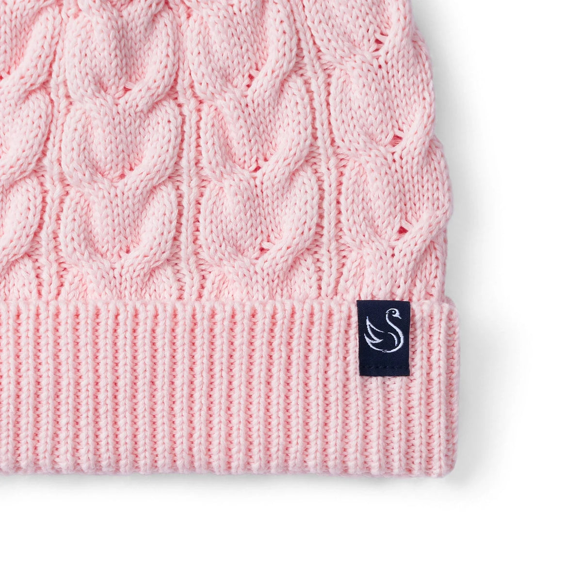Cable Knit Pom Beanie in Pink