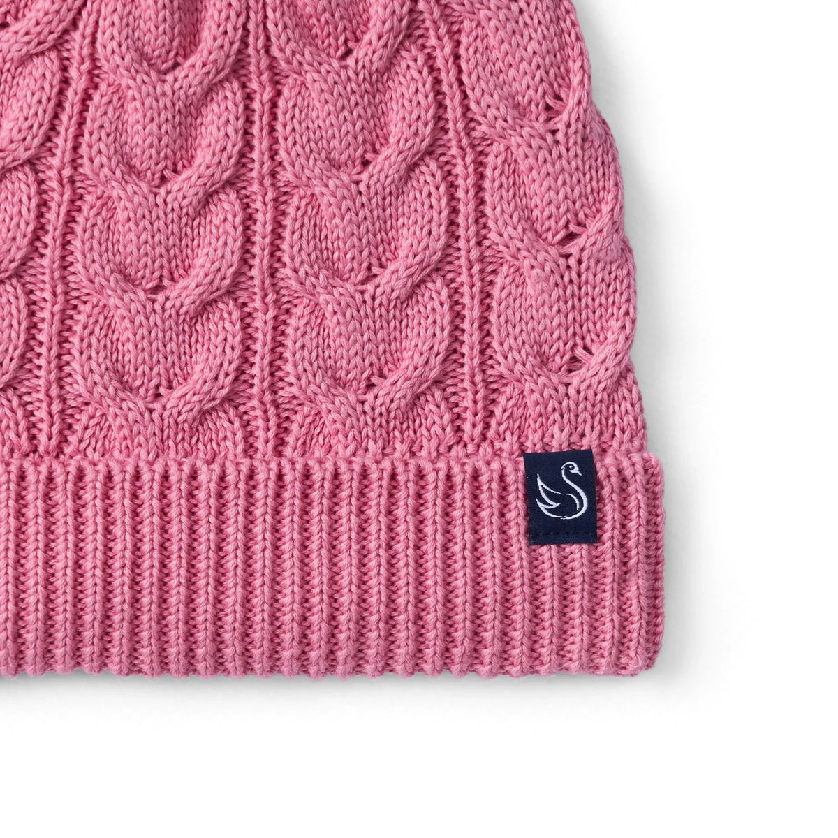 Cable Knit Pom Beanie in Rose Pink